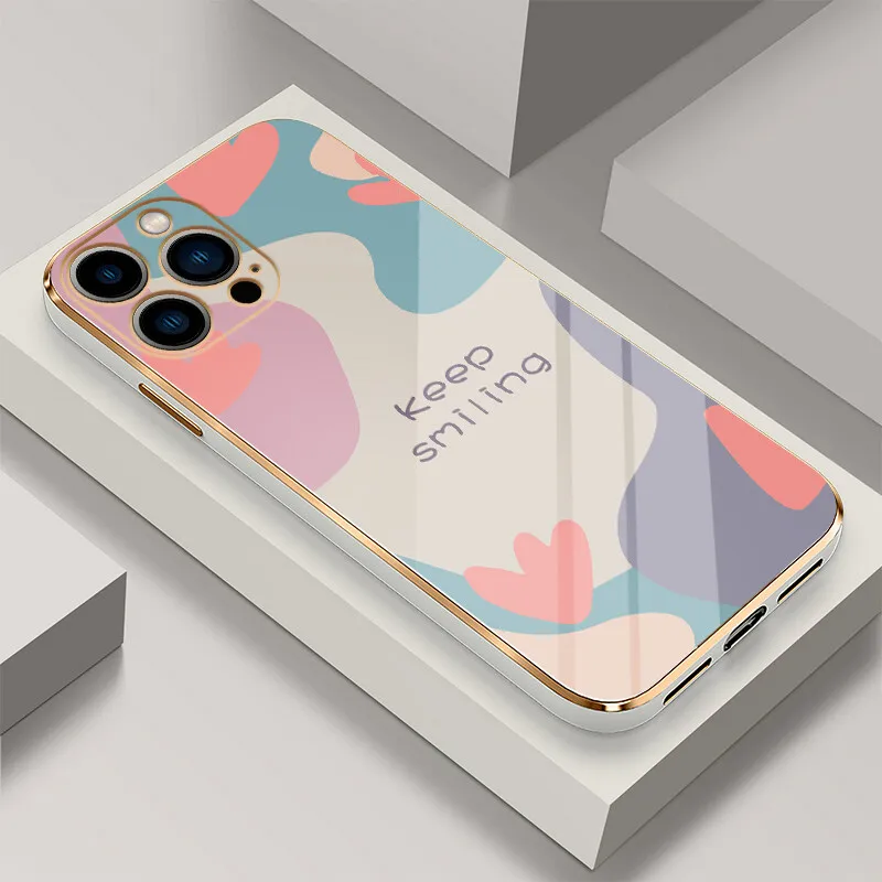 

Case For VIVO X60 PRO PLUS X70 Y17 Y19 Y20 Y21 Y50 Y66 Y67 Y72 Y76S Y85 Y93 Graffiti decoration flower Electroplated cover
