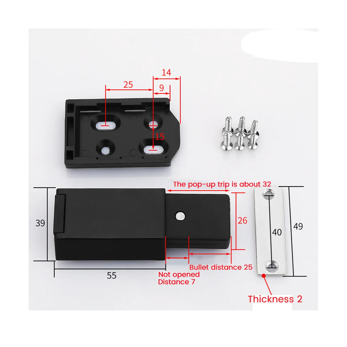 

Heavy Duty Push to Open Cabinet Hardware 8PC Magnetic Push Latch & Lock for Door Touch Latches RV Closet Plastic Black