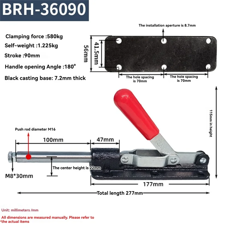 Фото AT19-BRH-36090 Тумблерный зажим Push-Pull Быстрый ход зажима 90 мм для сварки автомобильного производства №3