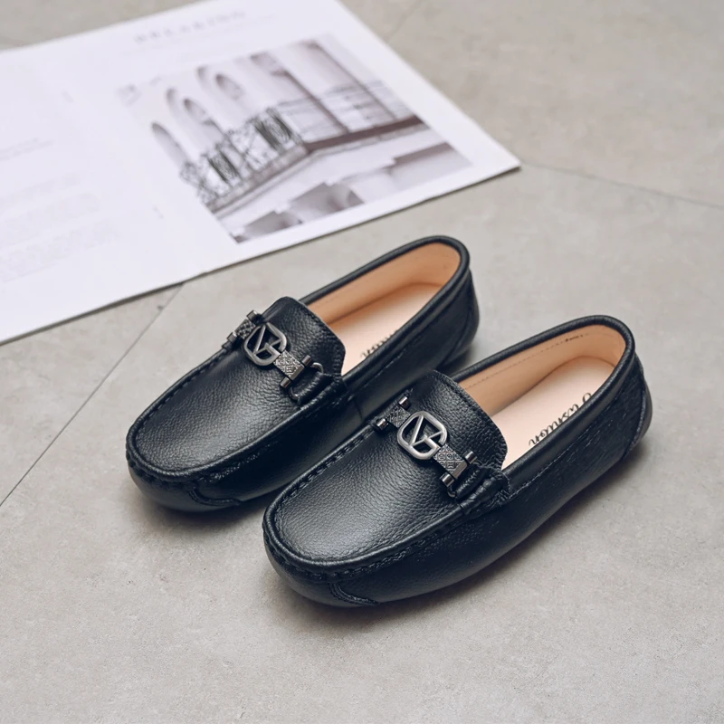

2022 Hot Children Loafers Shoes Unisex Anti Slip Flats Shoes Boy Black White Kids Casual Flat Leather Shoe Girls Kids Loafers