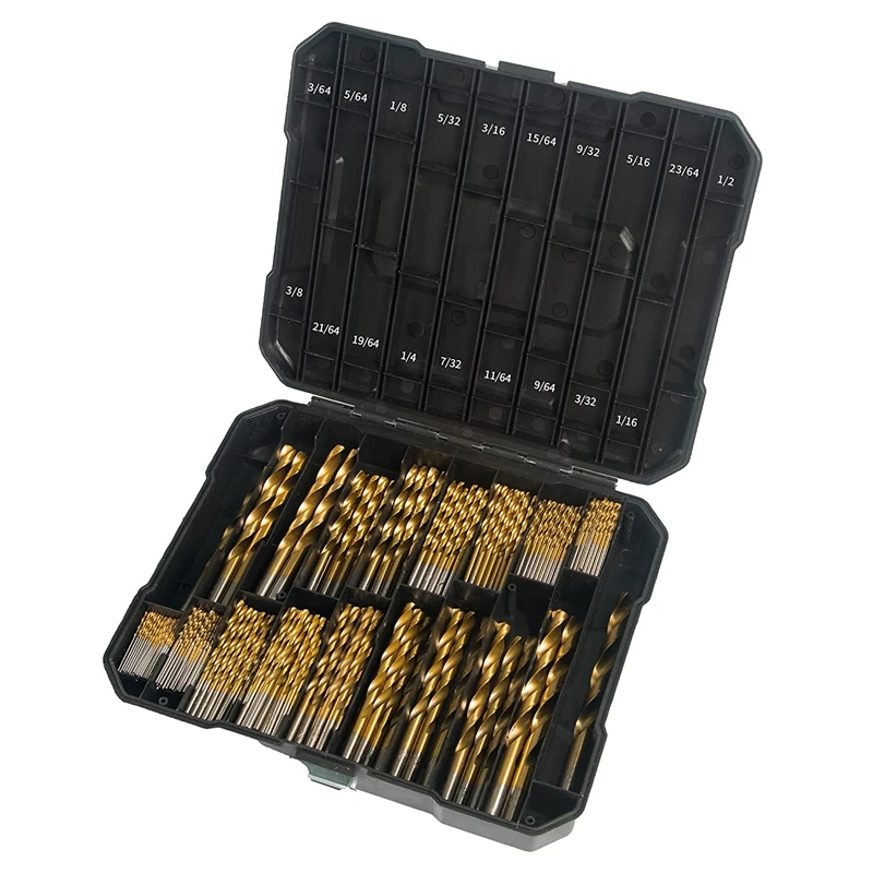 

Hot HG-230Pcs Titanium Metal Drill Bits For Steel, Wood, Plastic, Copper, Aluminum Alloy With Storage Case, 3/64Inch-1/2Inch