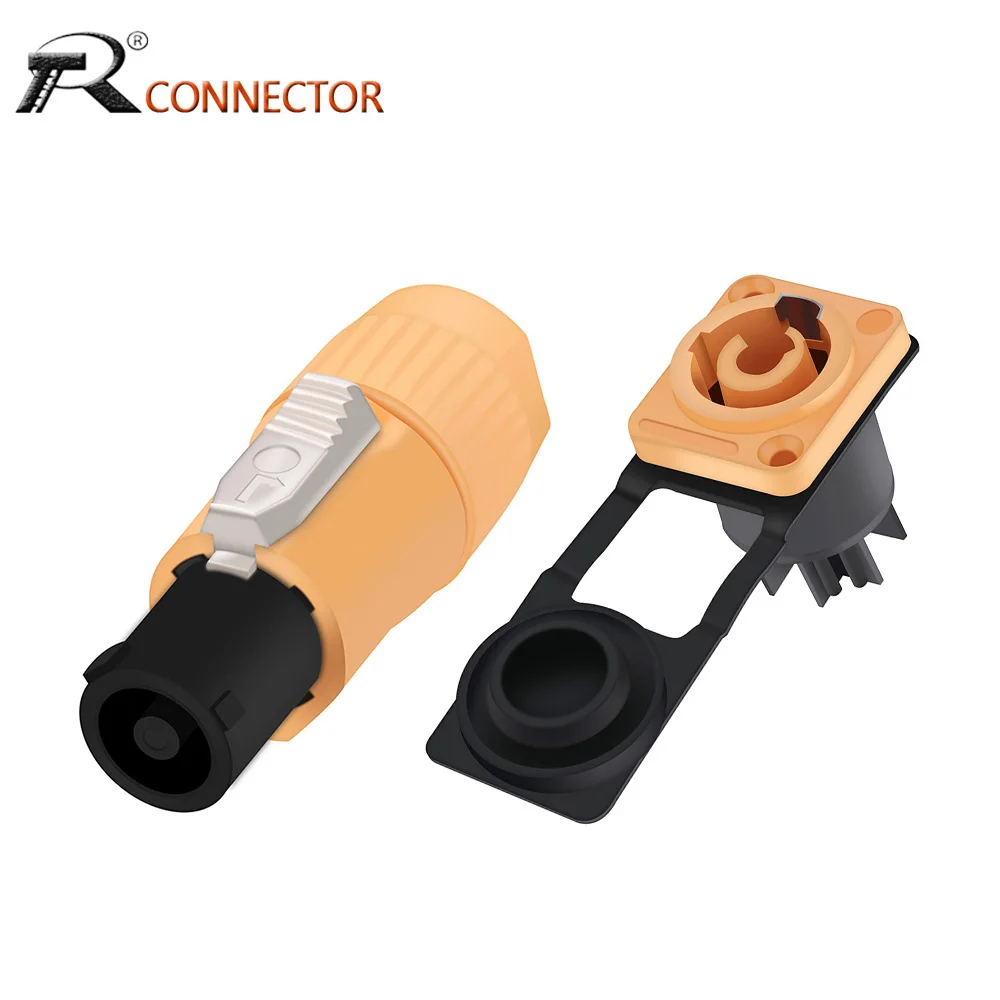 

1pc Waterproof Powercon Speaker Connector 3Pins Powercon Male Plug Female Chassis Socket IP65 Aviation Flame Retardant Conector