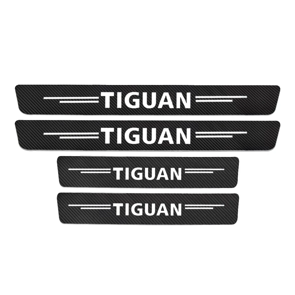 

4Pcs Carbon Fiber Car Trim Sticker Door Threshold Sill Decals For Tiguan MK1 mk2 2016 2017 2018 2019 2020 2021 Auto Accessories