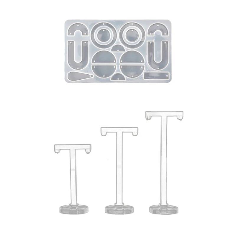

1X DIY Crafts Earring Resin Mold B & 3Pcs Acrylic T Shape Earring Display Earring Holder Earring Stand