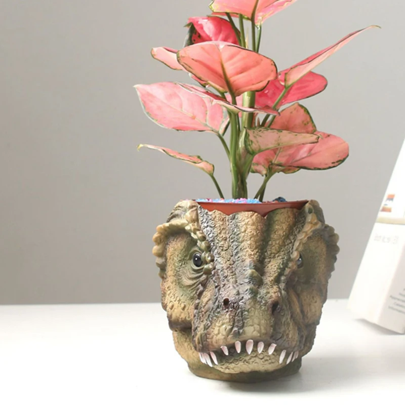 

Home Garden Supplies Succulent Flower Pots Creative Dinosaur Head Planter Office Desktop Decoration Accessories Gifts