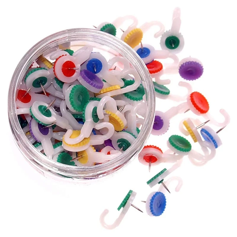

36pcs 2-in-1 Hook-shaped Push Pin Paper Photo Memo Document Postcard Steel Tack