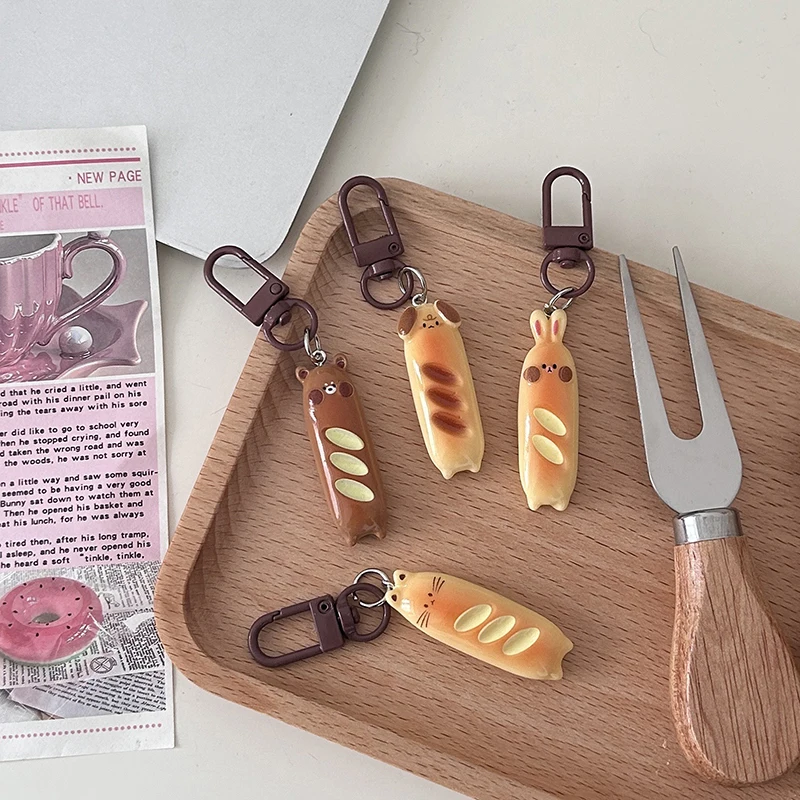 Брелок для ключей с изображением кролика медведя французской палочки хлеба