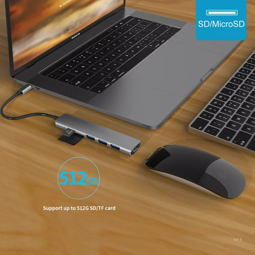 USB 3.0 Type-C Hub к HDMI адаптеру 4K Thunderbolt 3 C с 1 TF SD Reader слот для MacBook Pro/Air/Huawei Mate |
