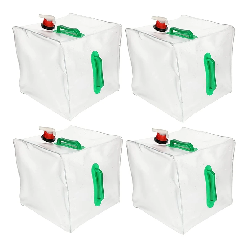 

ELOS-Set Of 4 Foldable Water Canisters With Handle And Pouring Tap 20 L