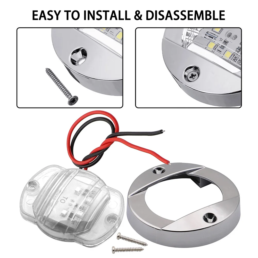 

1 PCS Tail Marker Light Kit, 6LED 12V Round LED Stern Light Cabin Deck Courtesy Interior Light White/Blue Waterproof