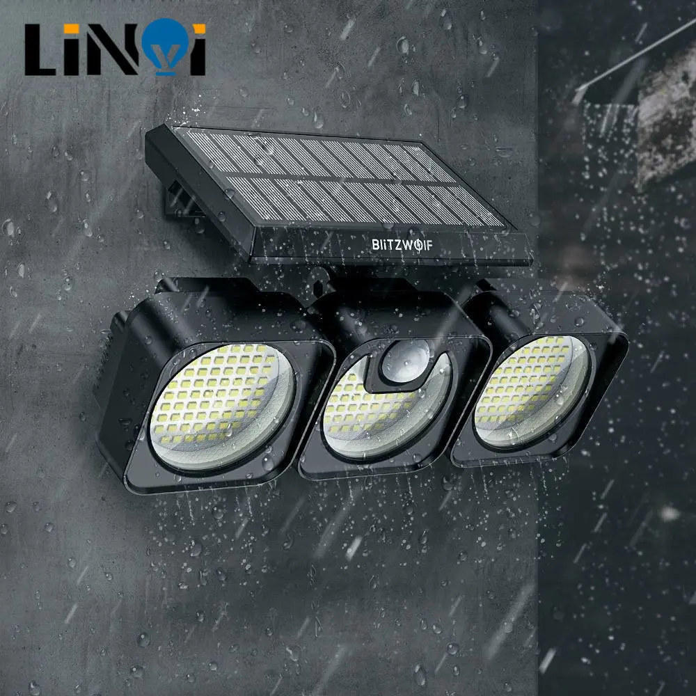 

LED Motion Sensor Solar Garden Lights Outdoor Solar Spotlights Waterproof with 3 Head Lighting Security Street Flood Light
