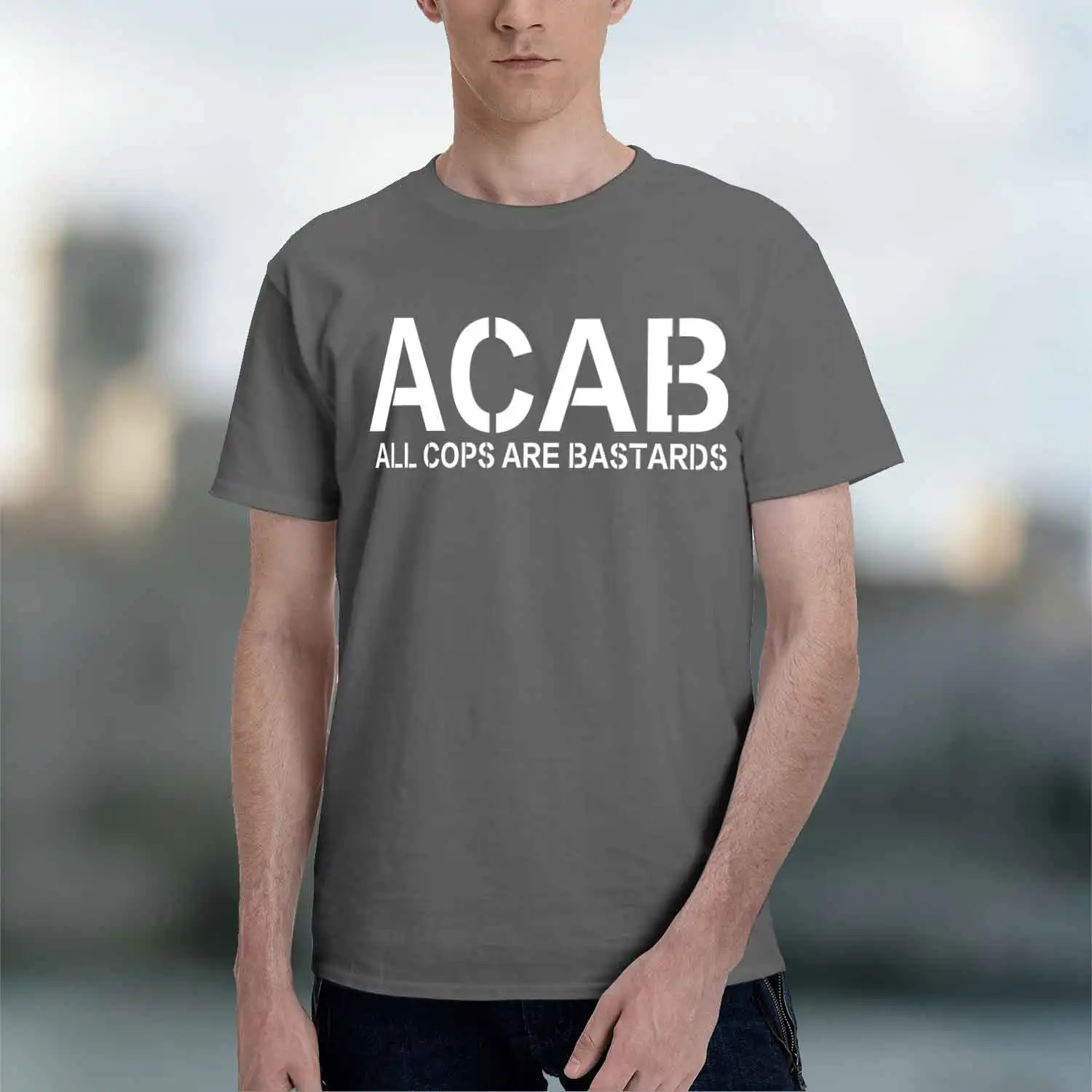 Фото ACAB ALL COPS ARE BADS 2026 Новая модель мужской футболки с коротким рукавом и круглым вырезом, классическая повседневная модель, несколько цветов и размеров для повседневной носки. №5