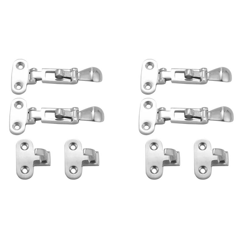 

JFBL Hot 4Pcs Marine Boat Deck Lock Hasp 316 Stainless Steel Lockable Hold Down Clamp Anti-Rattle Latch Fastener Boat Yacht