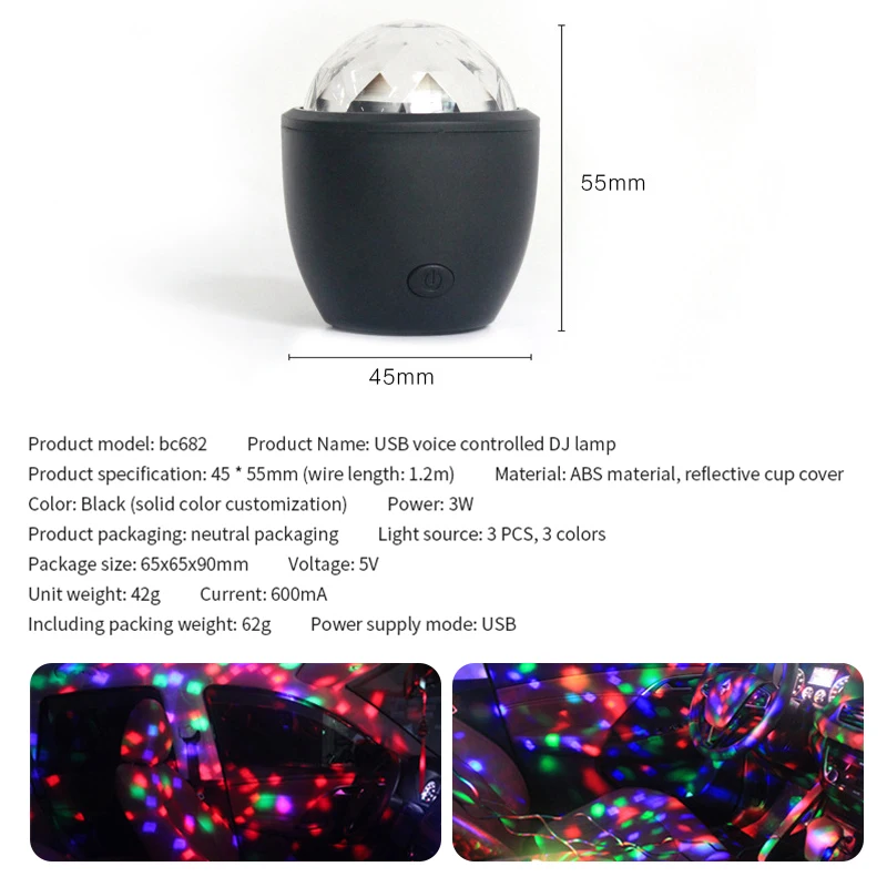 RGB диско светильник Bluetooth динамик Chramatic Хрустальный волшебный шар вечерние USB