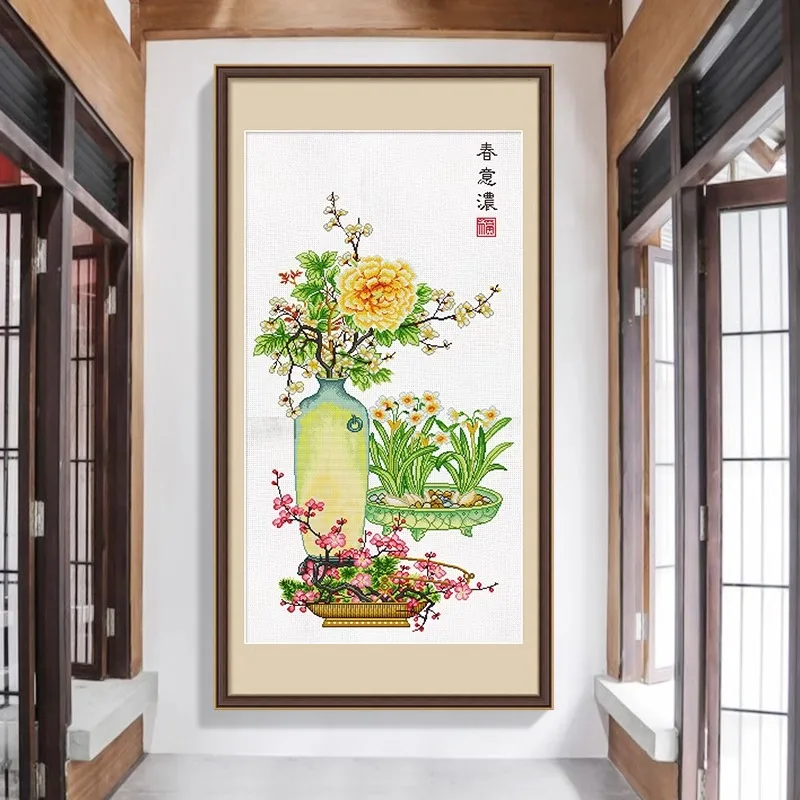 Весенняя ткань с принтом крестиком. Искусство и поделки иглами. Наборы для