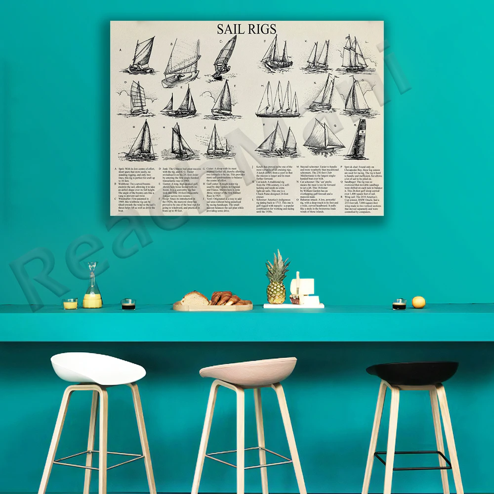 Винтажная Парусная установка горизонтальный плакат холст Установка Тип