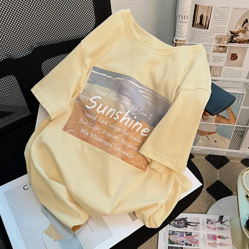 

Летняя модная женская футболка, футболка с коротким рукавом, женские футболки с графическим рисунком солнечного света