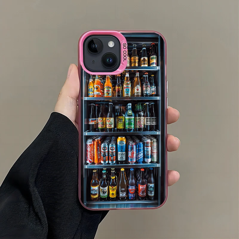 Beer Fridge Case for VIVO Y15S Y16 Y17S Y21 Y22S Y27 Y50 Y91 Y93 V23 V25 V27 V29 S1 Pro 5G Matte Shockproof Back Cover