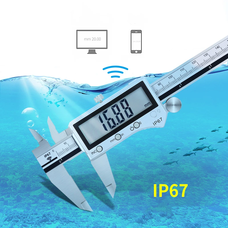 Новый IP67 Bluetooth водонепроницаемый Цифровой точный штангенциркуль из нержавеющей