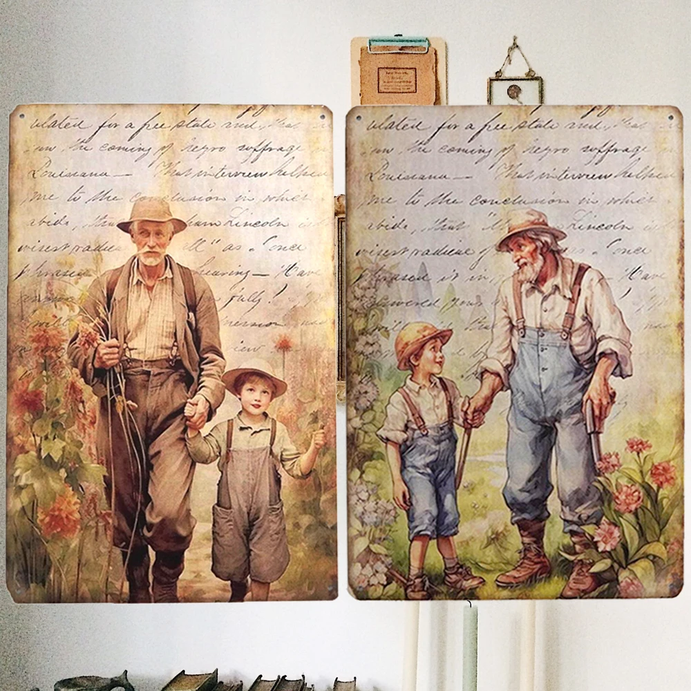 

The elderly and children Metal Sign Tin Sign Vintage Windows Decoration Plaque Home Wall Decor Poster Bedroom Office Room Decor
