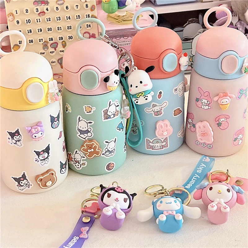 

Sanrioed Anime Cinnamoroll Melody Kuromi Stainless Steel Bouncing Cover Flask Thermos Kawaii Water Bottle Tea Coffee Cup Gifts