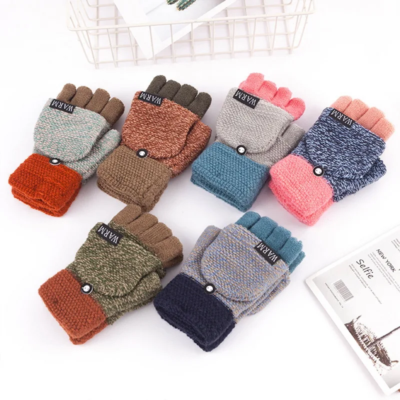 Женские перчатки на полпальца зимние теплые ранние вязаные без пальцев для