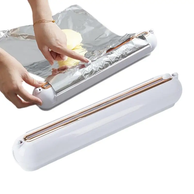 

Cling Film Dispenser With Cutter Multifunctional Magnetic Suction Food Cling Wrap Organizer Holder home Kitchen Accessories