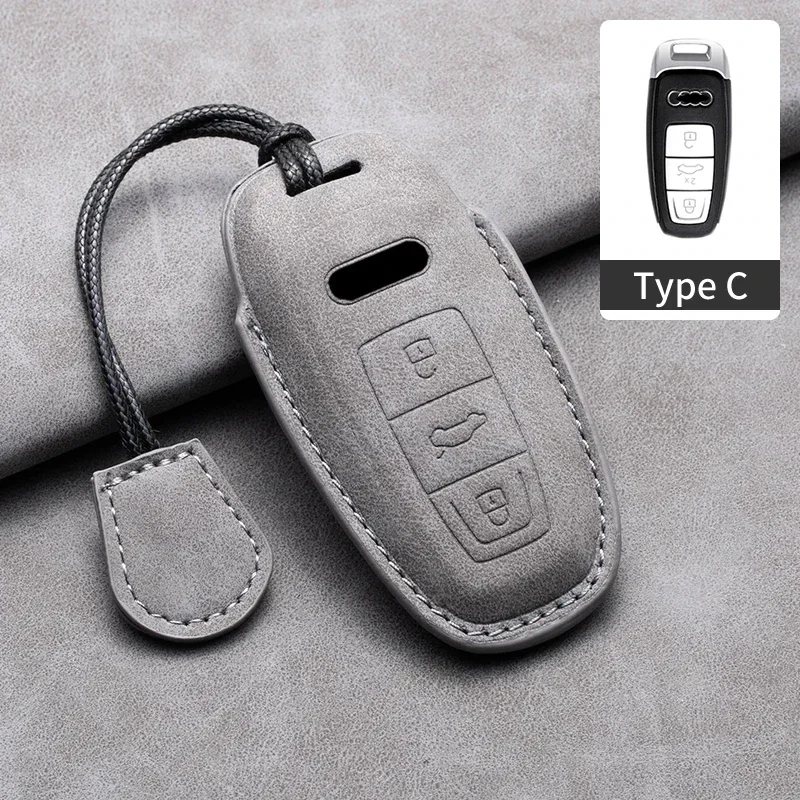 

Кожаный чехол для смарт-ключа автомобиля с полным защитным чехлом для Audi A1 A3 A4 A5 A6 A7 A8 B9 8V 8W 8S Q3 Q5 Q7 S8 R8 TT TTS Брелок