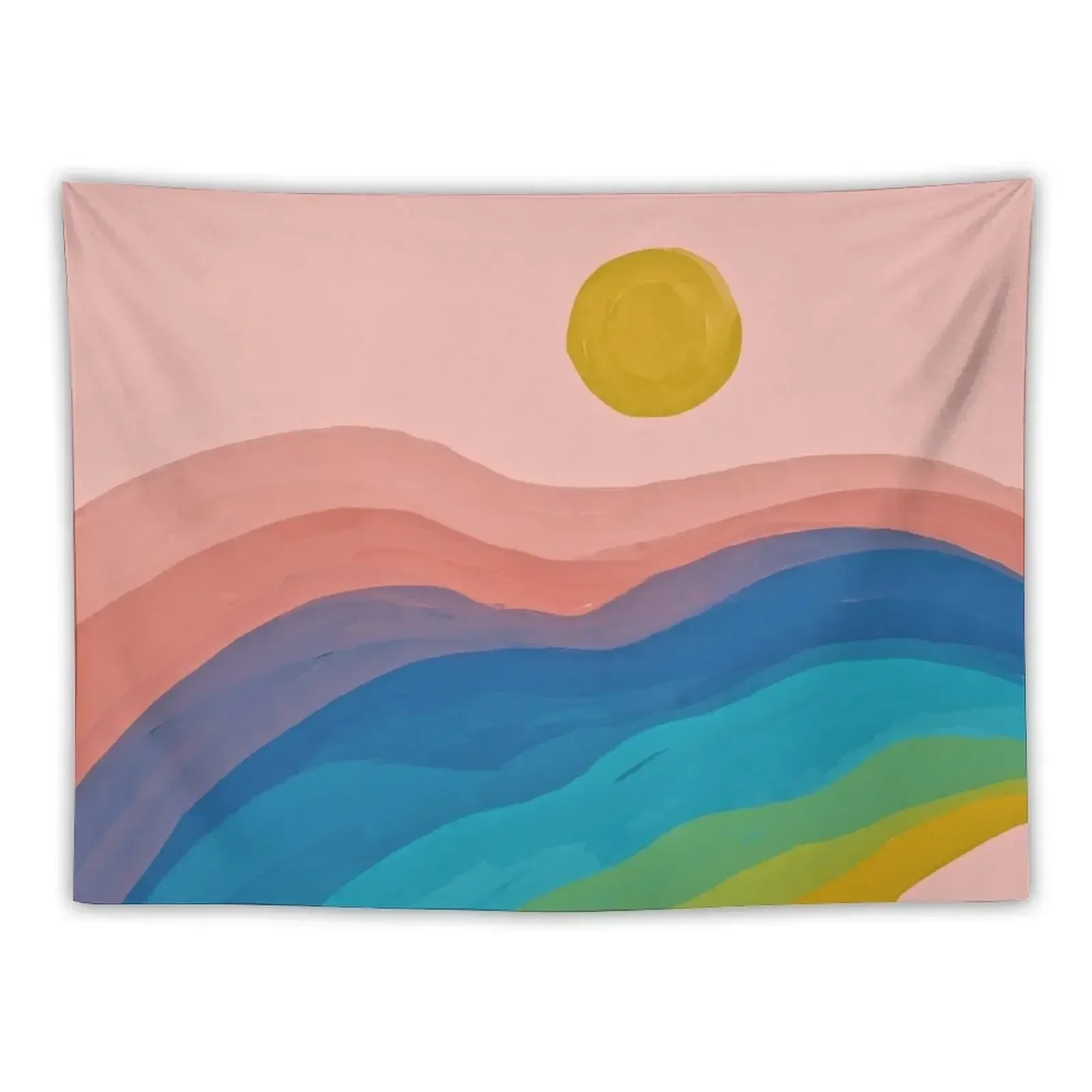 Счастливый цвет горный пейзаж - абстрактная художественная живопись гобелен