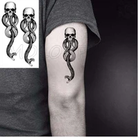 tattoo sticker skull snake totem black hand arm back leg body art makeup waterproof temporary fake tatto for women men