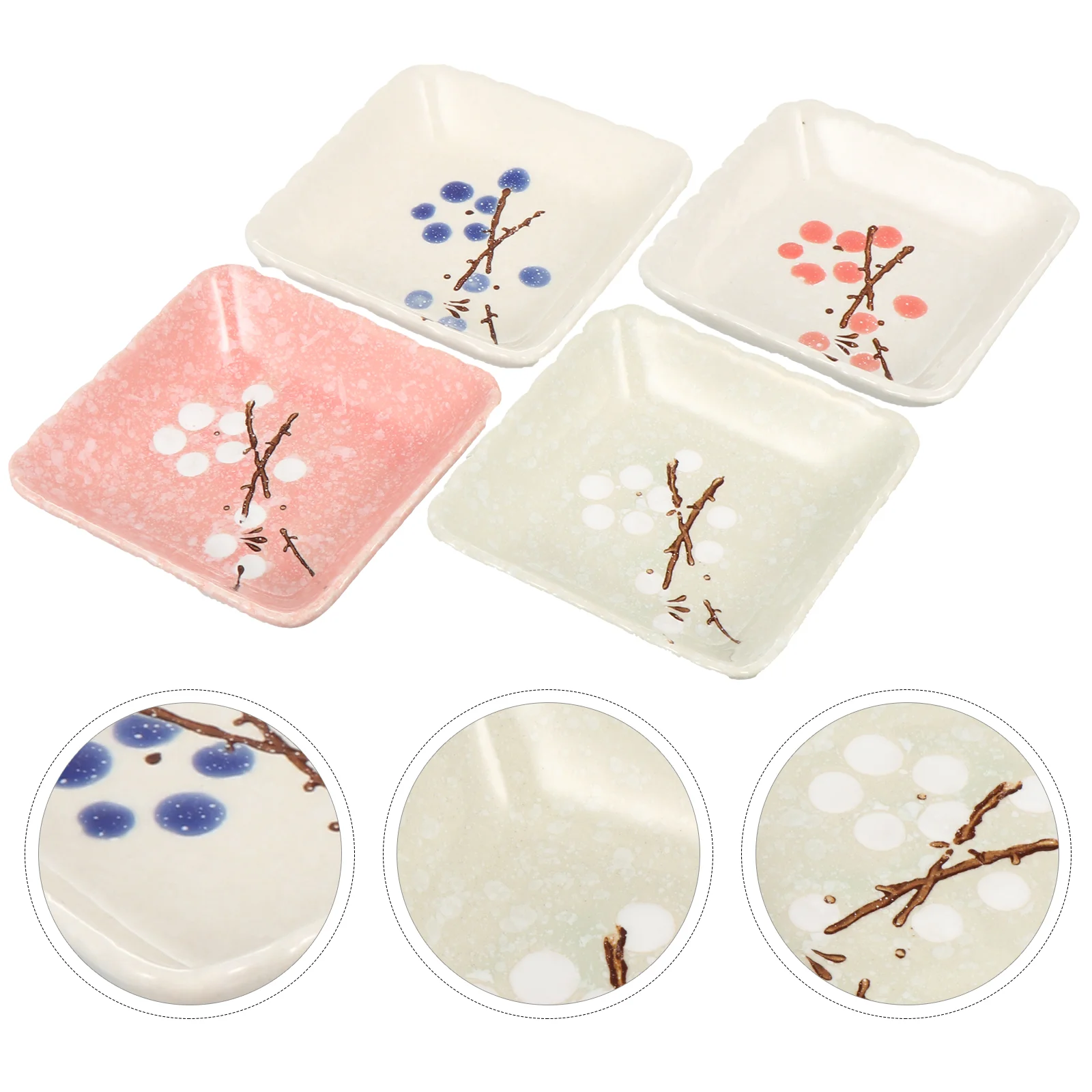 

4 Pcs Durable Snack Dishes Seasoning Trays Multipurpose Condiment Plates