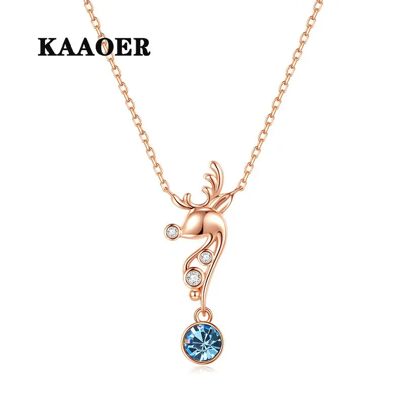 

KAAOER 2022 Новинка 100% S925 новое ожерелье с оленем Мори женское креативное прохладное дизайнерское нишевое кристаллическое ожерелье до ключиц на...