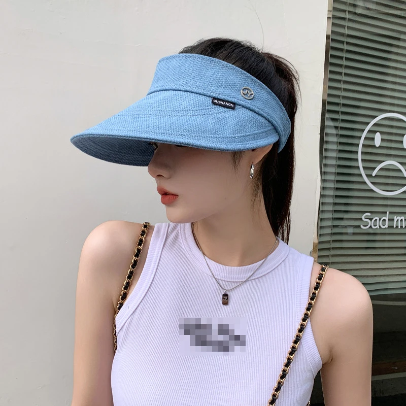 Новая женская Солнцезащитная шляпа с металлической этикеткой из джинсовой ткани