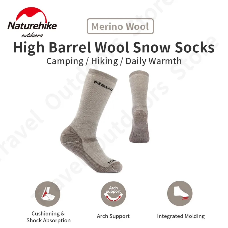 

Naturehike Outdoor Thickening Merino Wool Socks Winter Keep Warm Breathable Soft Hiking Climbing Football Men Women High Socks