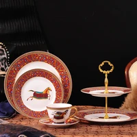 red horse plates dinnerware with cake stand luxury table plate for food cute ceramic dishes for serving buffet presentation tray