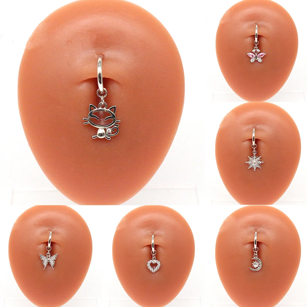 Heart Fake Belly Button Ring Fake Belly Piercing Butterfly Clip On Umbilical Navel Fake Pircing Pentagram Cartilage Earring Clip images - 6