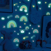 rainbow cloud luminous wall cartoon kawaii kids rooms bedroom home decortion wall decals glow in the dark stars stickers decor