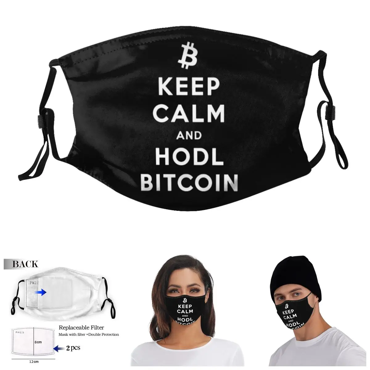 

Keep Calm And Bitcoin White Text Cryptocurrency Adult Dust Mask Cool Domino Activated Carbon Filter Mask
