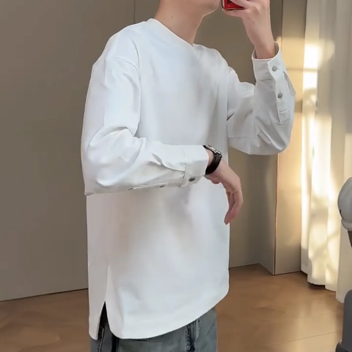 Осенняя тяжелая рубашка с длинными рукавами мужская модная брендовая свободная