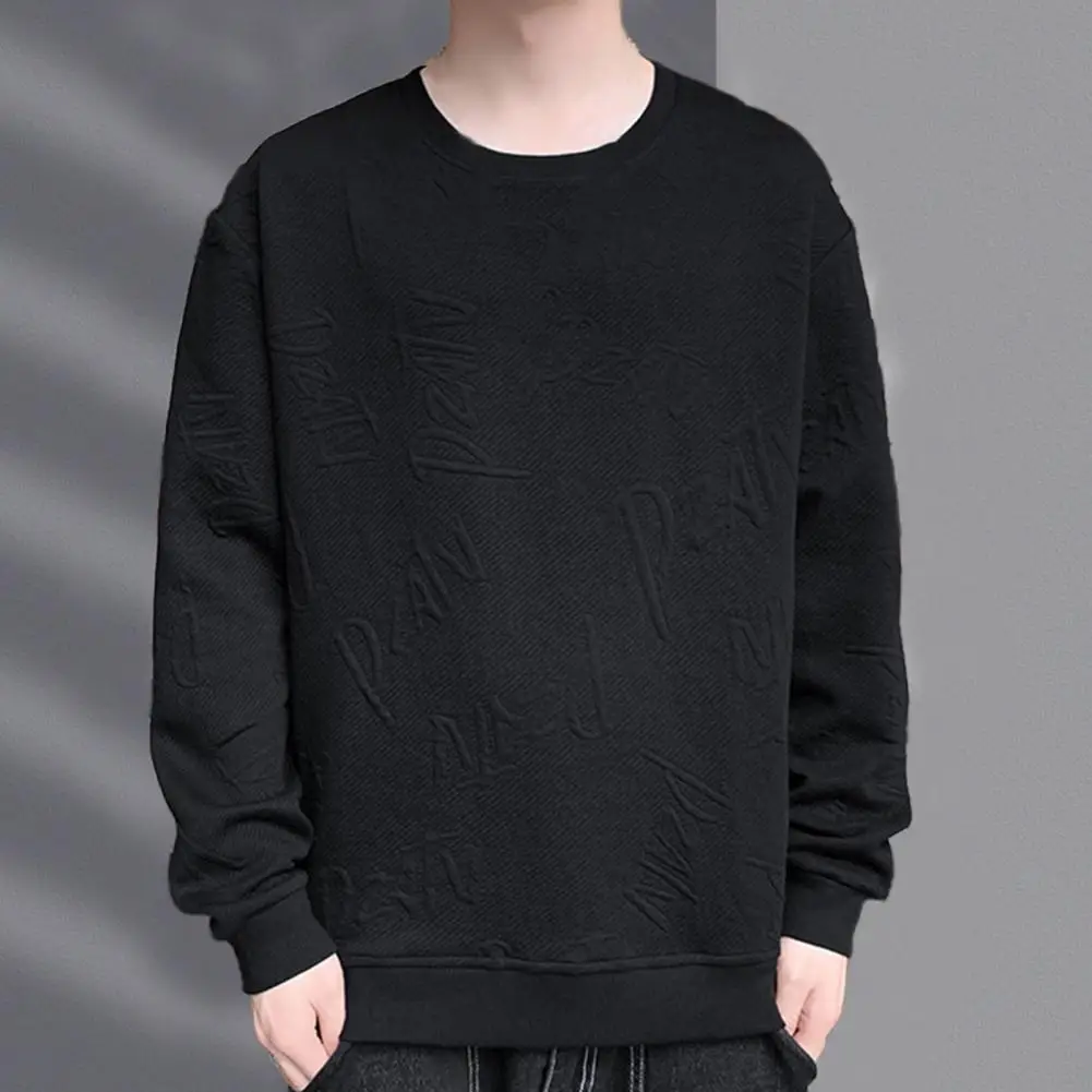 

Простой мужской пуловер с буквенным принтом на весну и осень, повседневный удобный свитшот, защищенный от холода