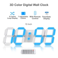 3d led digital wall clock color clock 15 inch large luminous table alarm clock timedatetemperature display bedroom home decor