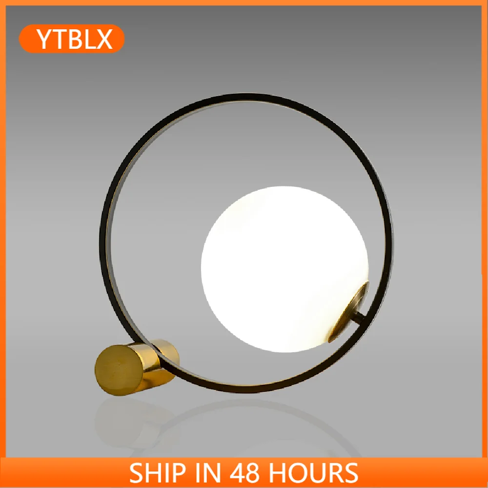 

Black Simple Table Lights For Bedroom Bedside Modern Nordic LED Desk Lamp Glass Ball Desiger Reading Home Deco Lighting Fixtures
