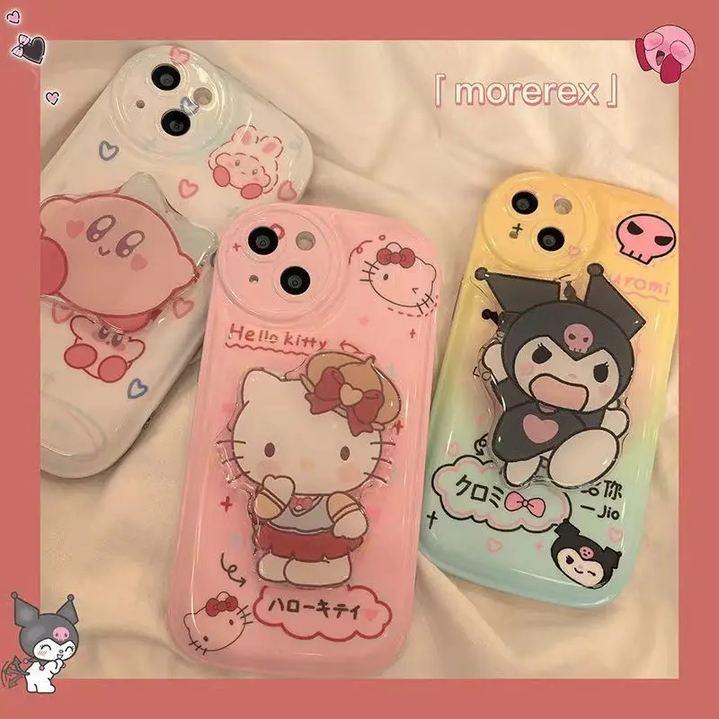 

Kawaii Hello Kitty Phone Case Kuromi for 11 12 13 Iphone Models Cute Rear Stand Protective Case Cartoon Anime Phone Accessories