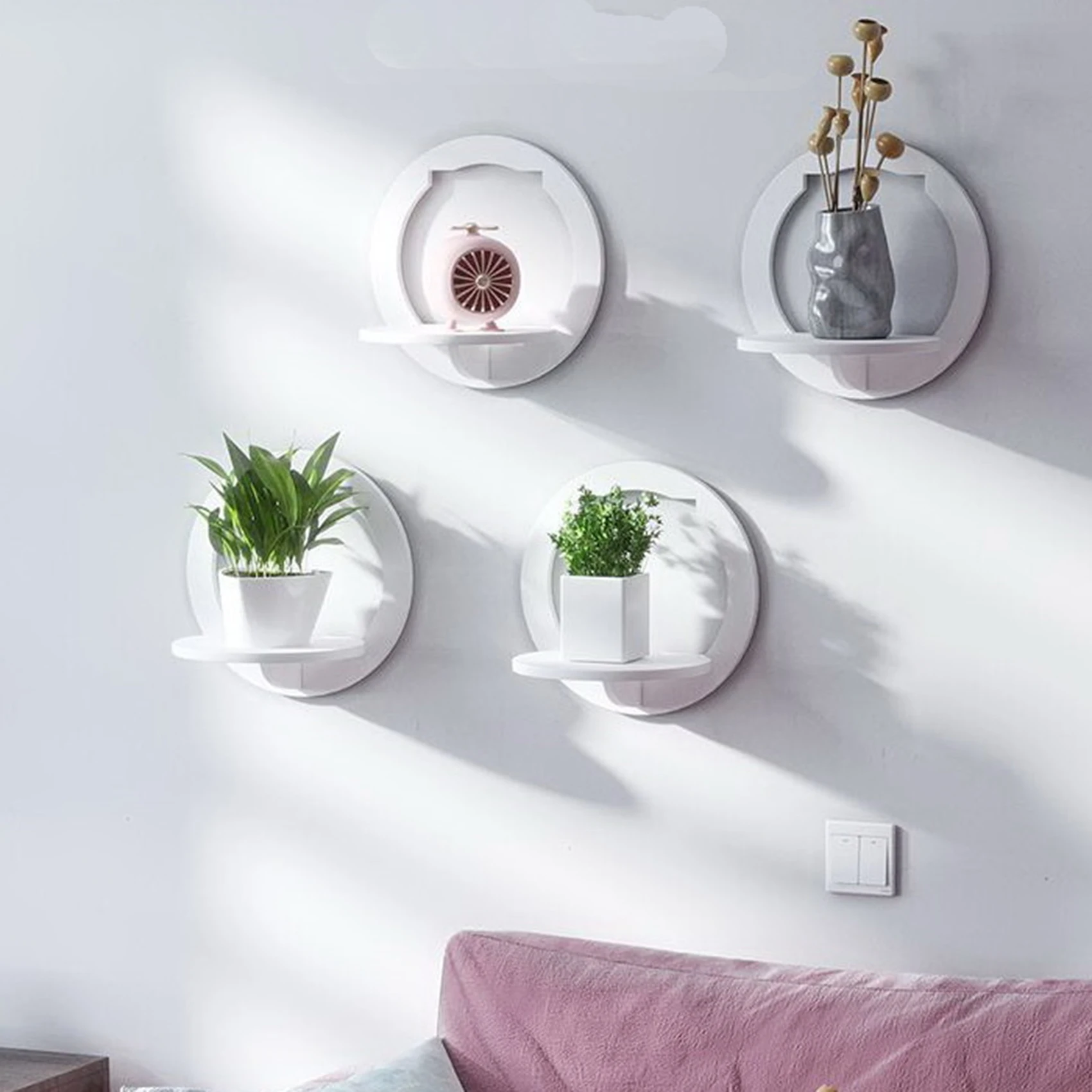 

Wall Shelf Free Punching wall-mounted TV Background Wall Hanger Bedroom Balcony Bedside Wall Creative Flower Pot Stand