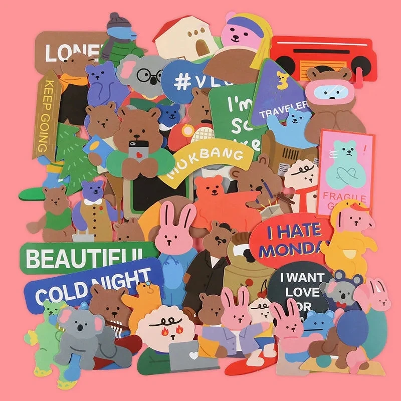 

Do Not Repeat Korea Ins Cute Bear Sticker Cartoon Girl Heart Hand Account Mobile Phone Material Decorative Waterproof Stickers