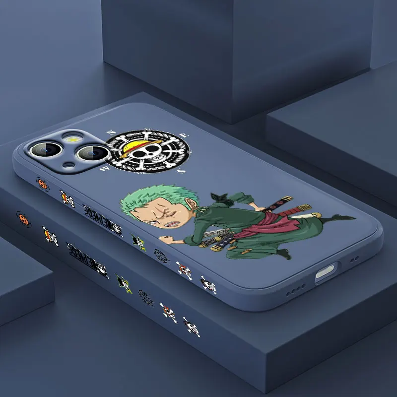

Anime ONE PIECE Zoro For Apple iPhone 13 12 Mini 11 Pro XS MAX XR X 8 7 6S SE Plus Liquid Left Silicone Phone Case Coque Capa