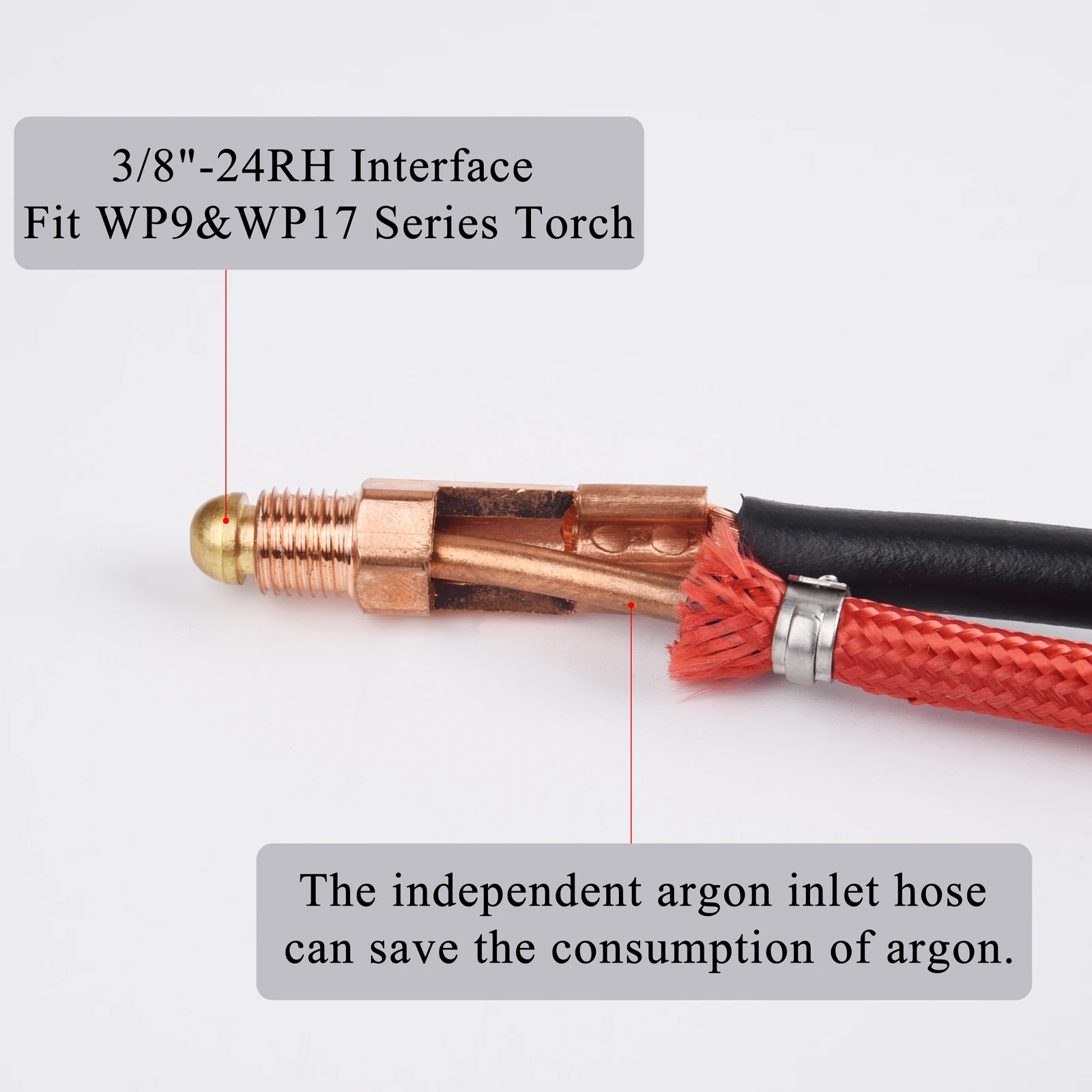 Фото Сварочная горелка TIG WP17FV 4 м/13 футов, гибкая головка, с раздельным газовым клапаном, с разъемом 5/8 UNF 35-50 №5