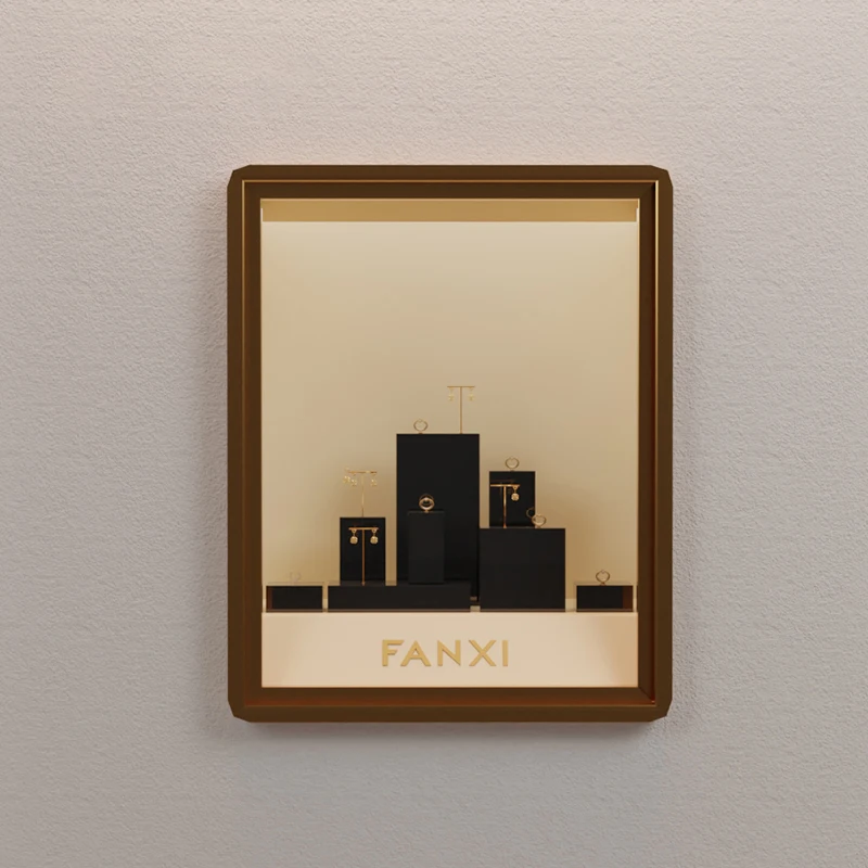 Oirlv Solid Wood Minimalism Style Jewelry Display Stand Showcase Jewelry Organizer Black Square Holder Dropshipping