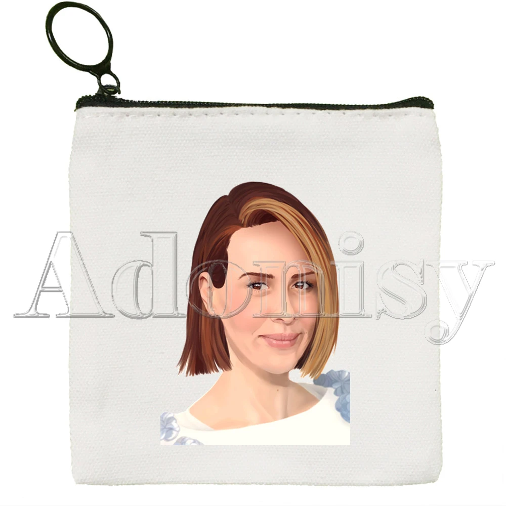 Sarah Paulson Simple Canvas Coin Purse Cute Cartoon Key Case Bag Lady Bag Coin Storage Bag