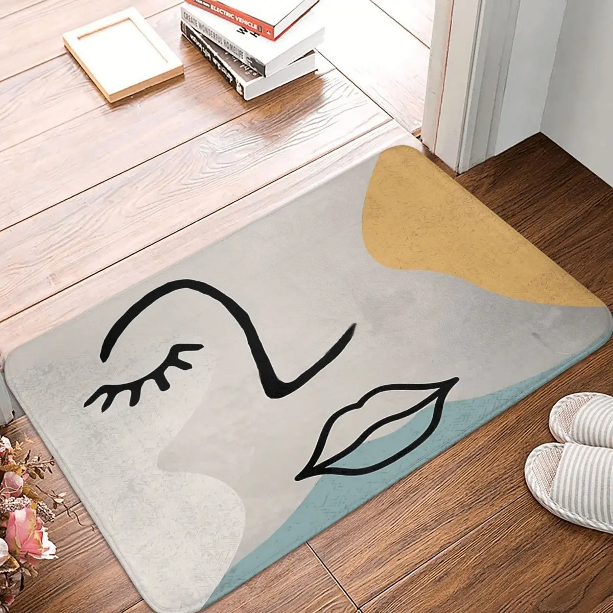 

Line Art Non-slip Doormat Face Abstract Bath Bedroom Mat Prayer Carpet Home Modern Decor